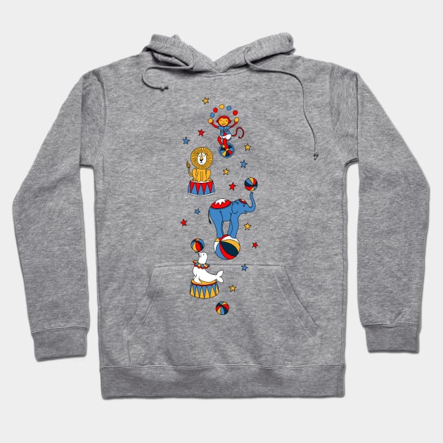 Little Circus Stars on White Hoodie by micklyn